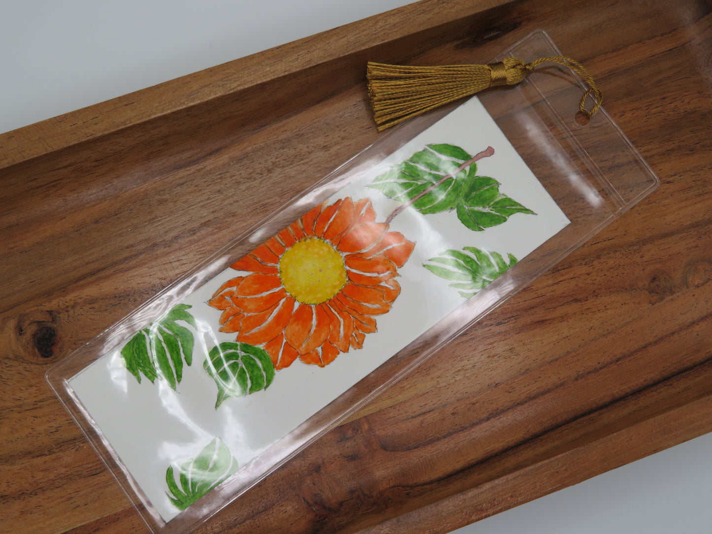Orange Sunflower with gold accent Bookmark