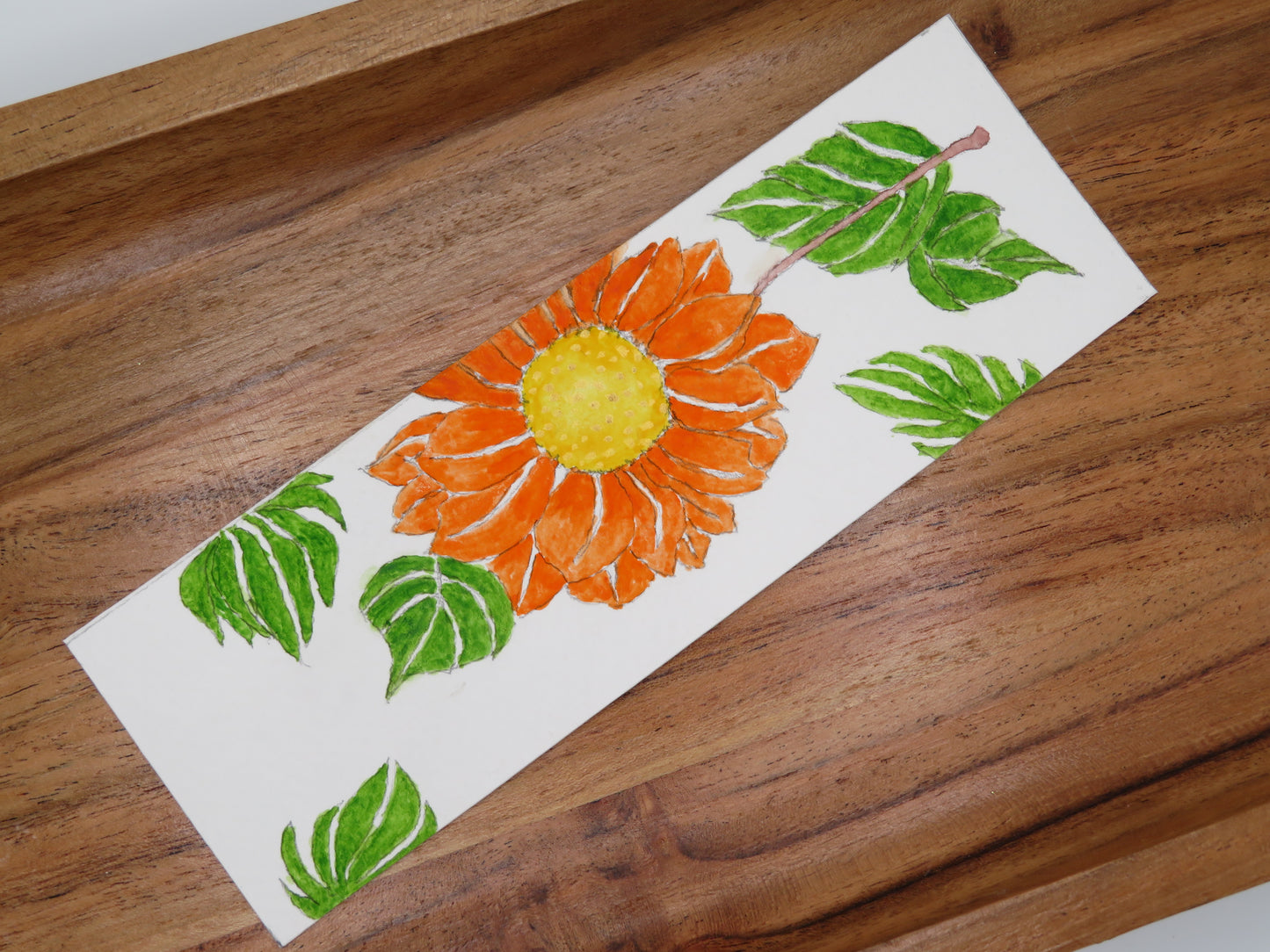 Orange Sunflower with gold accent Bookmark