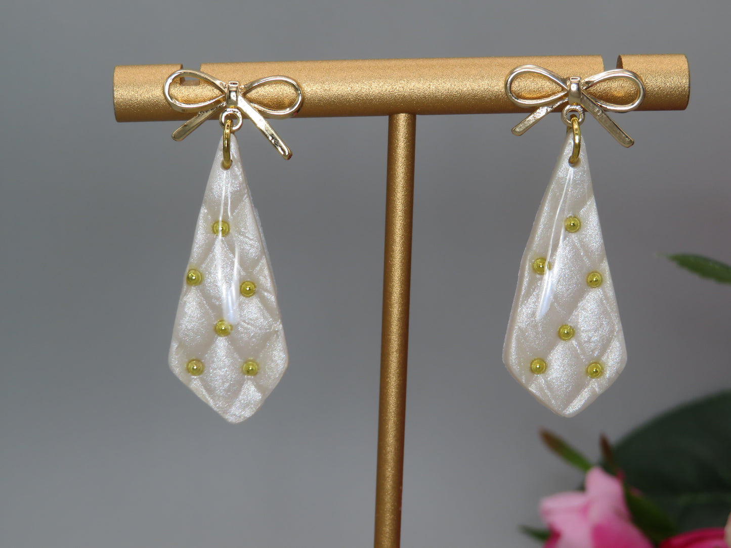 Quilted Pearl dangle