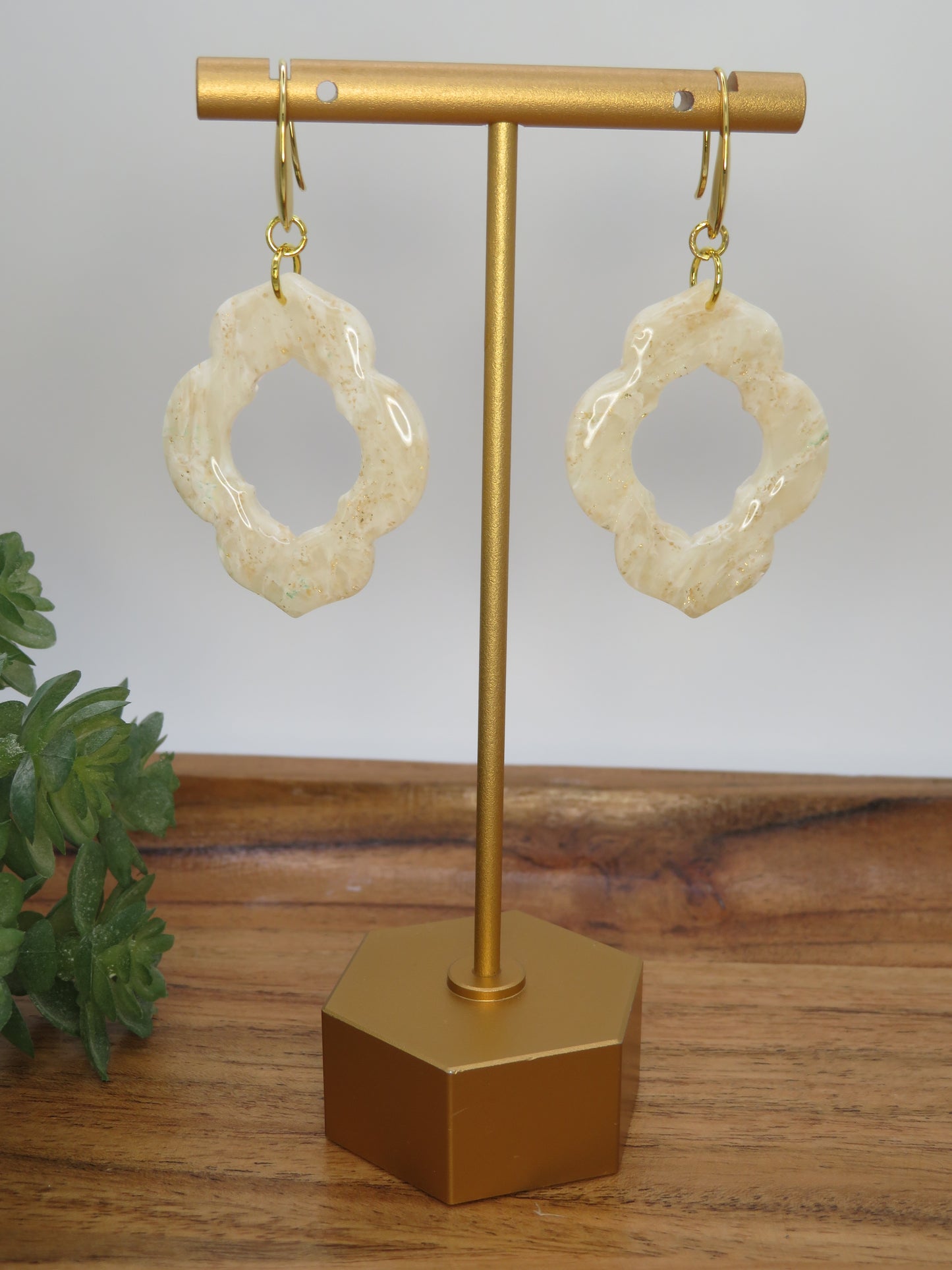 Moroccan style Marble finish dangle earrings