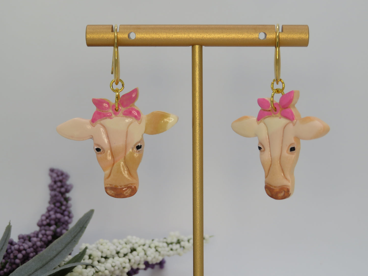 Cow with Bow earrings