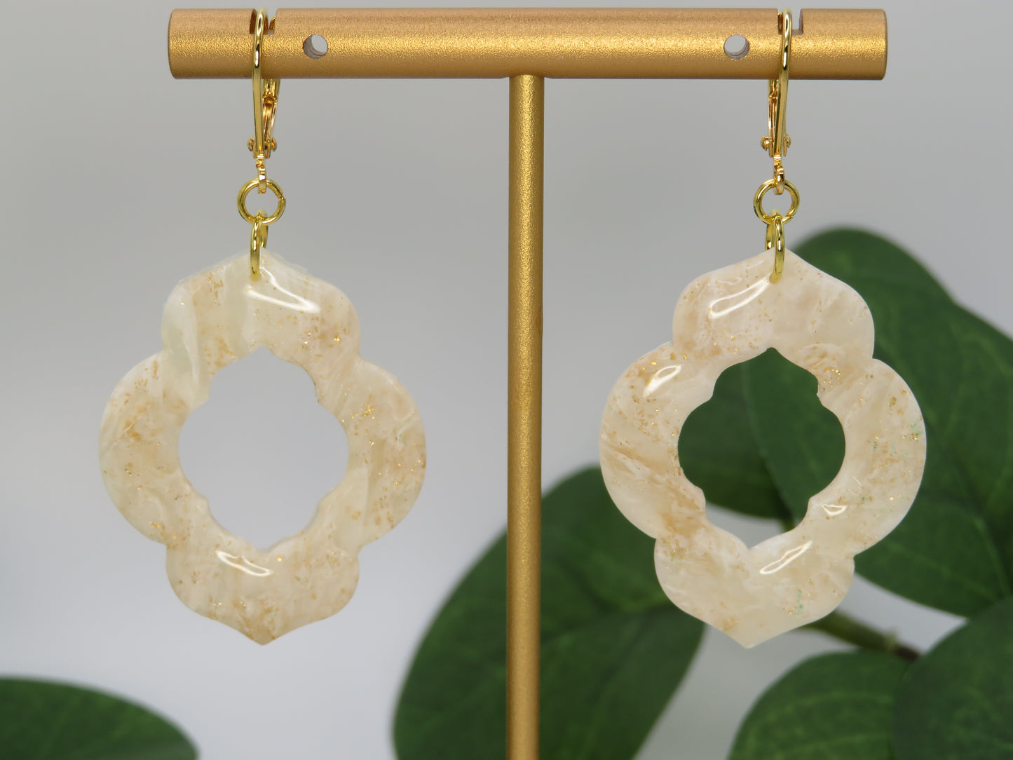 Moroccan tile marble finish earrings