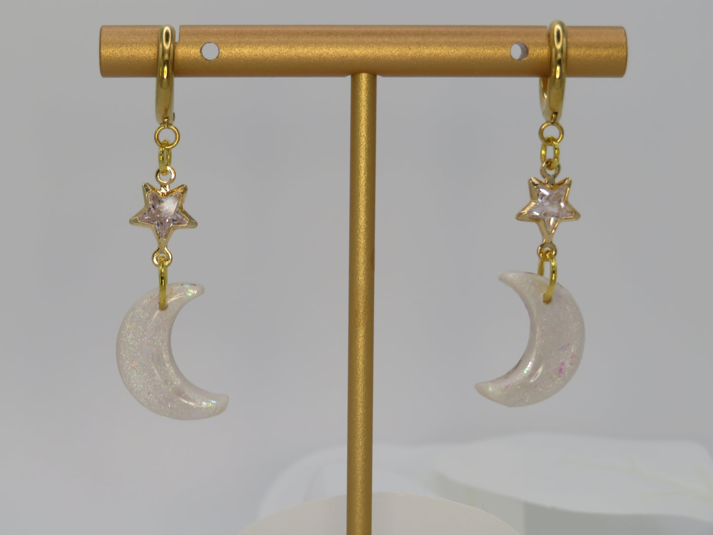 Moon and stars huggie earrings