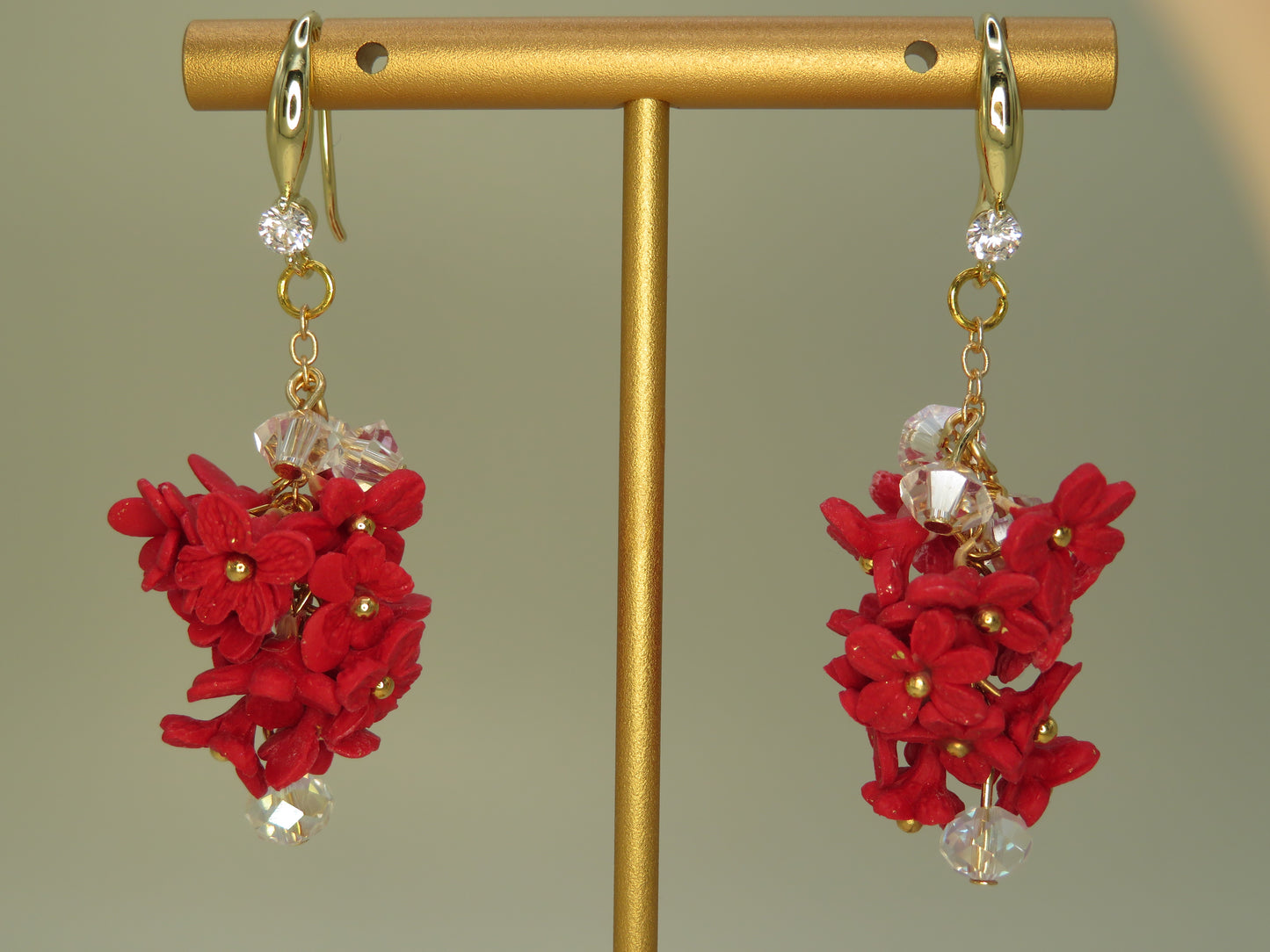 Red floral bouquet earrings
