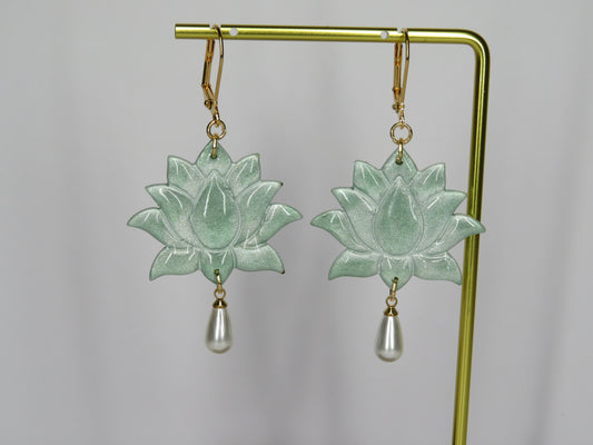 Lotus Flower Sage with Pearl Dangle