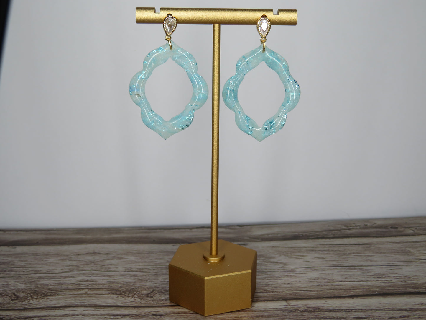 Light Blue Translucent Moroccan Style Dangle Earrings