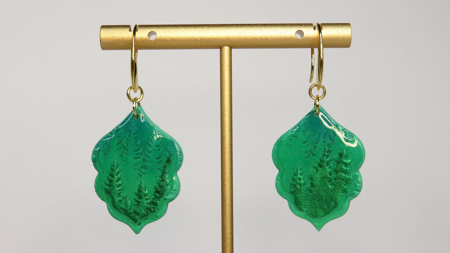 Forest Themed Moroccan Drop Shaped Earrings