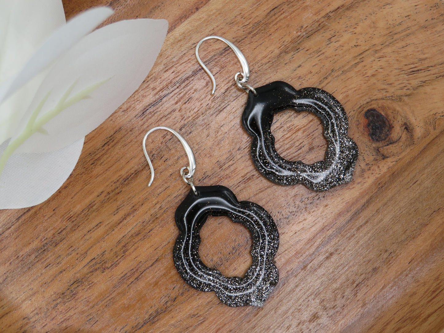 Moroccan style black and silver earrings