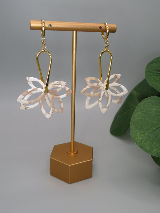 Floral Dangle in Marble Clay
