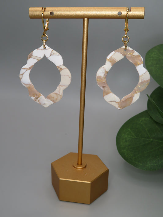Moroccan Tile Dangle Earrings Earth Tones