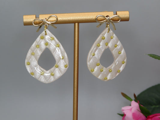 Quilted Pearl Dangle Earrings