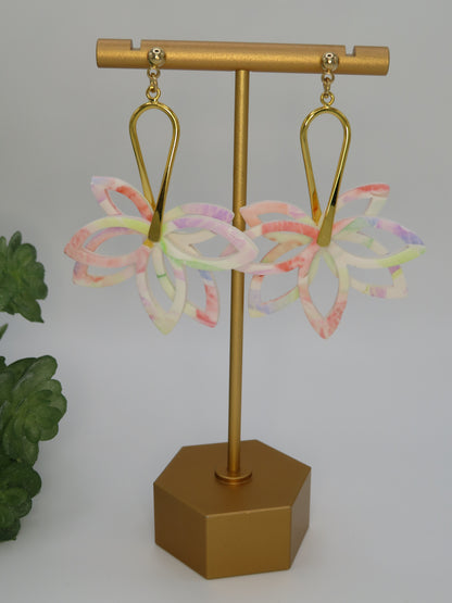 Double flower dangle earrings