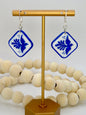 Blue and white Talavera tile earrings