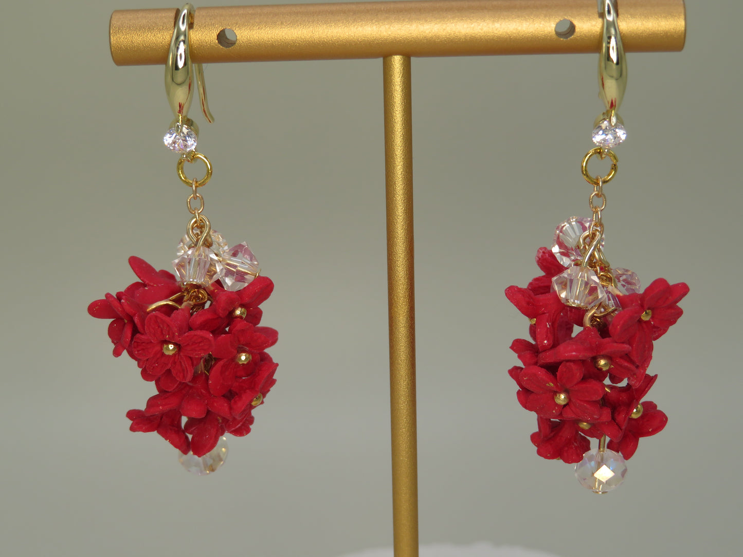 Red floral bouquet earrings