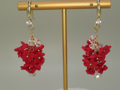 Red floral bouquet earrings