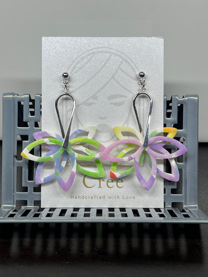 Spring color flower dangle earrings