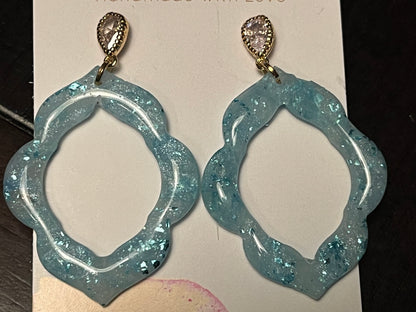 Light Blue Translucent Moroccan Style Dangle Earrings
